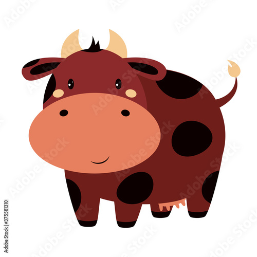 cartoon cute cow isolated on white background