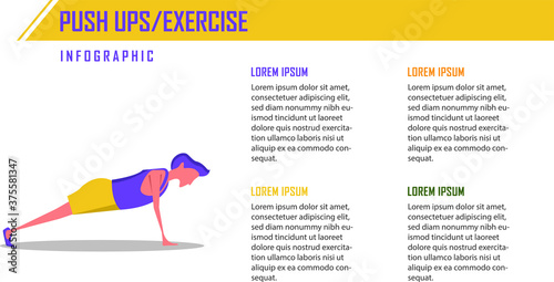 Infographic of push ups in gym vector