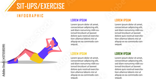 Infographic of Sit ups in gym vector