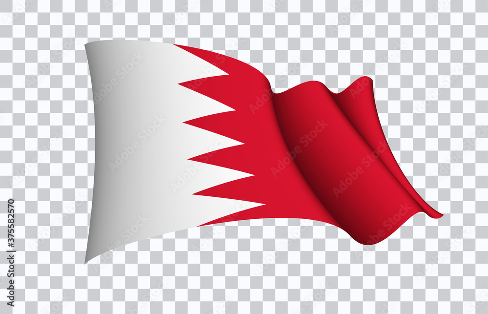 Obraz premium Bahrain flag state symbol isolated on background national banner. Greeting card National Independence Day of the kingdom of Bahrain. Illustration banner with realistic state flag.