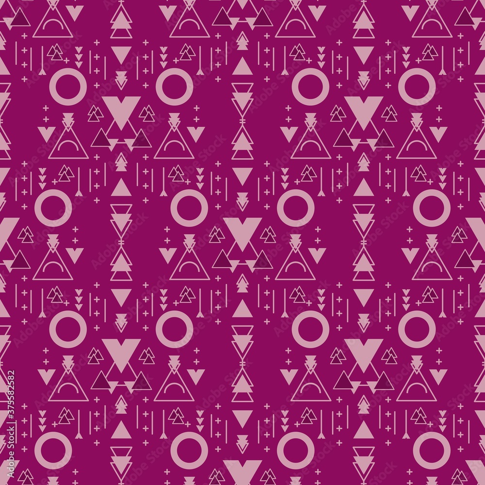 Aztecs seamless pattern. Tribal ethnic ornament. Geometric abstract background.