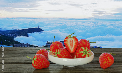 Bright red strawberries in ...