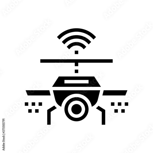 drone with wifi and camera glyph icon vector. drone with wifi and camera sign. isolated contour symbol black illustration