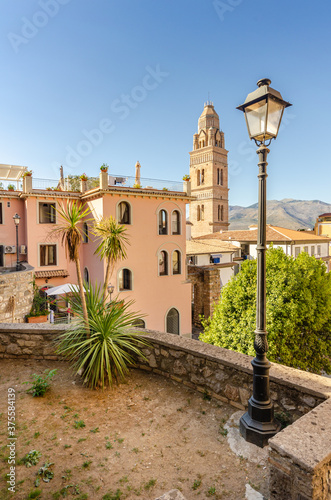 Gaeta Italy. The historic center of the city with a look to the Bell Tower of the Cathedral of Santa Maria.