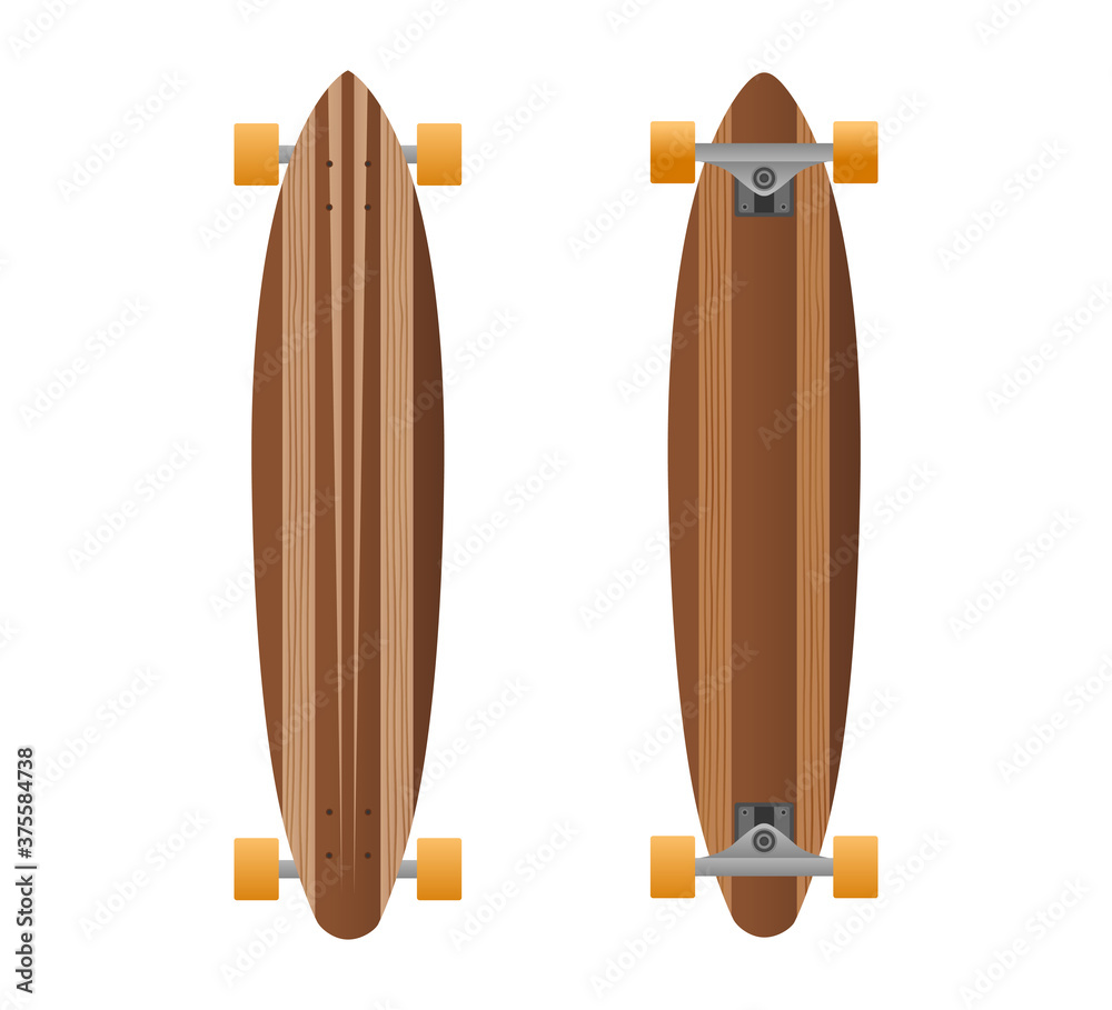 Wooden longboard skateboard.Vector wooden long board illustration from  longboards collection. vector de Stock | Adobe Stock