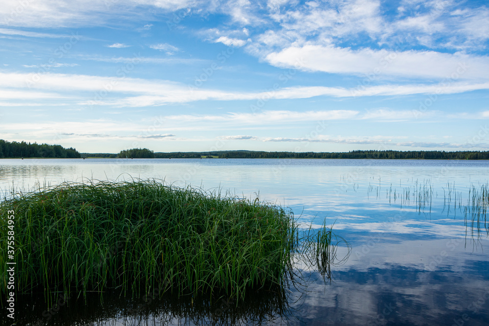 View of The Lake Onkivesi in summer, Maaninka, Kuopio, Finland