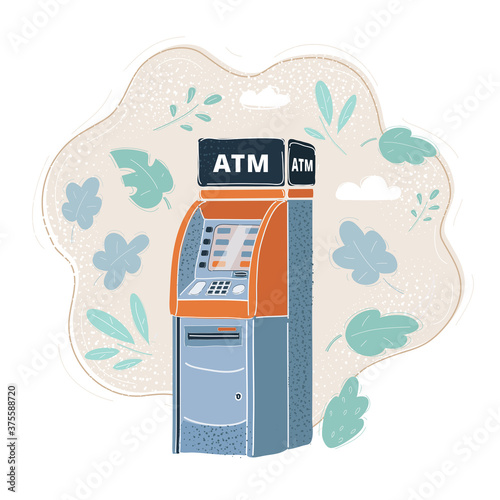 Vector illustration of ATM card machine. Cash automated teller