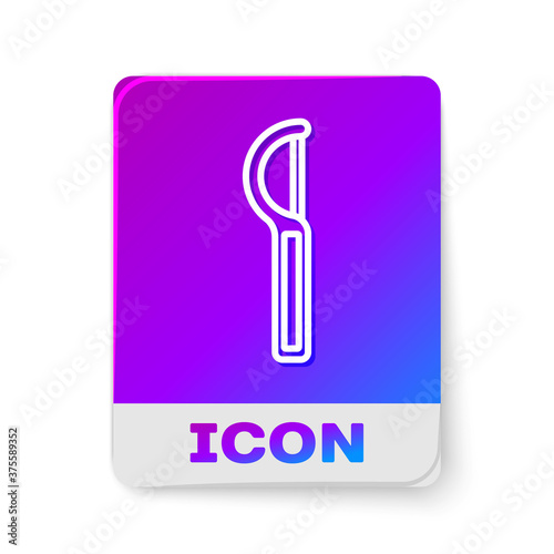 White line Dental floss icon isolated on white background. Rectangle color button. Vector.