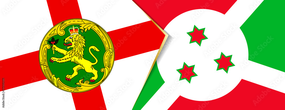 Alderney and Burundi flags, two vector flags.