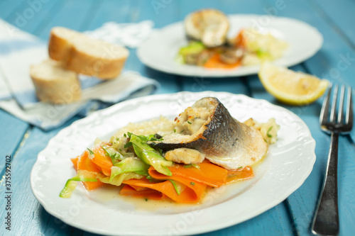Sea bass with vegetables