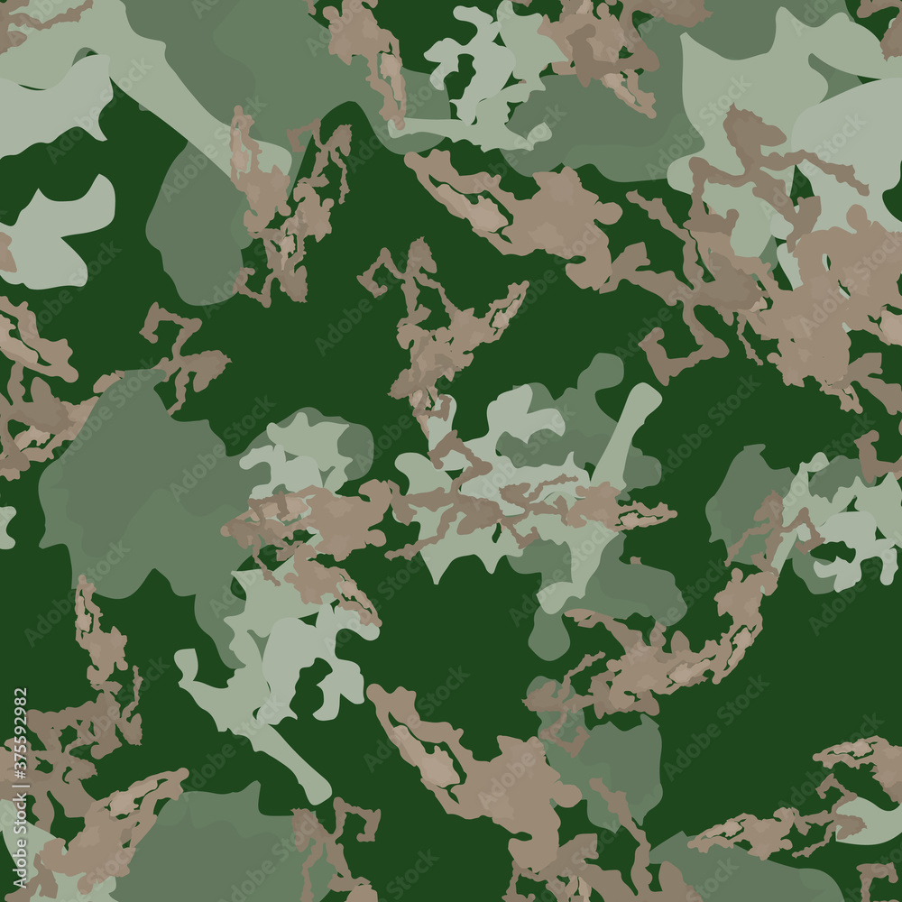 Forest camouflage of various shades of green and brown colors Forest camouflage of various shades of green and brown colors