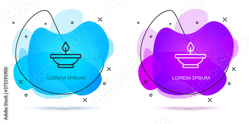 Line Aroma lamp icon isolated on white background. Abstract banner with liquid shapes. Vector.