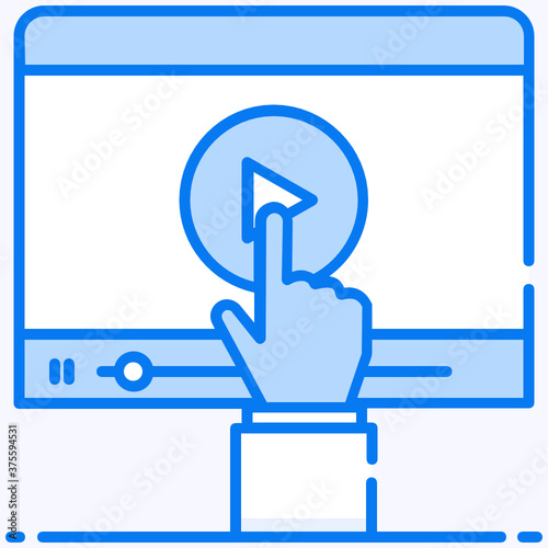 
Finger tap on a video, video lecture in editable style 
