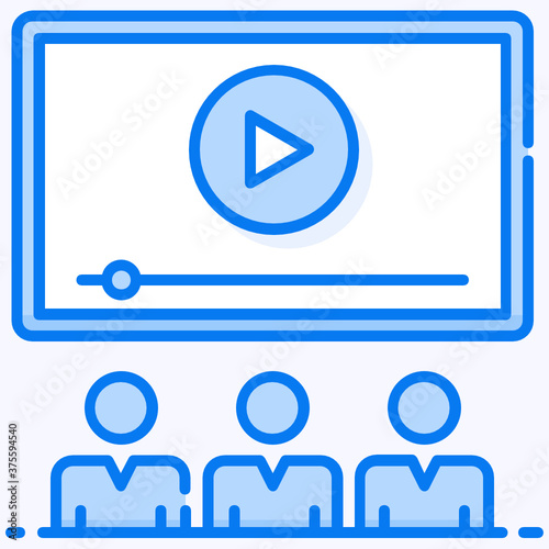 
Video presentation icon design, video lecture concept 
