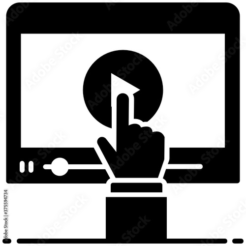 
Finger tap on a video, video lecture in editable style 
