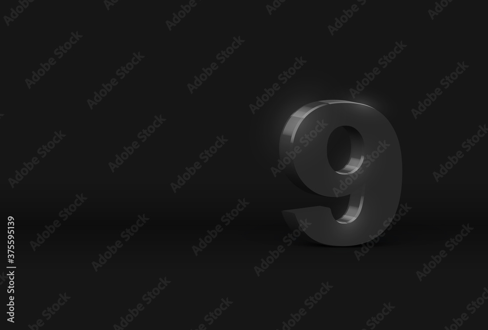 High detailed 3D dark gray character, on black background, vector illustration High detailed 3D dark gray character, on black background, vector illustration