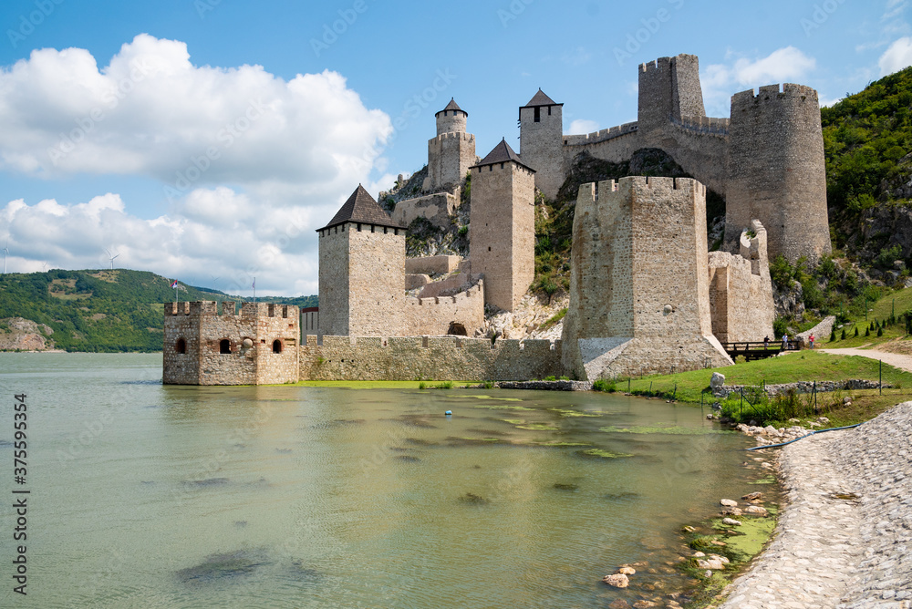 Medieval Golubac fortress on river Danube in Serbia