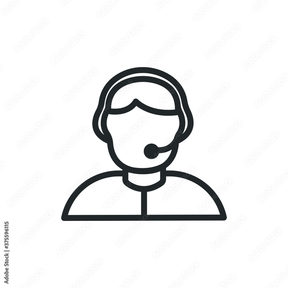 linear style male customer support icon. help center symbol isolated for web and mobile app. vector eps10