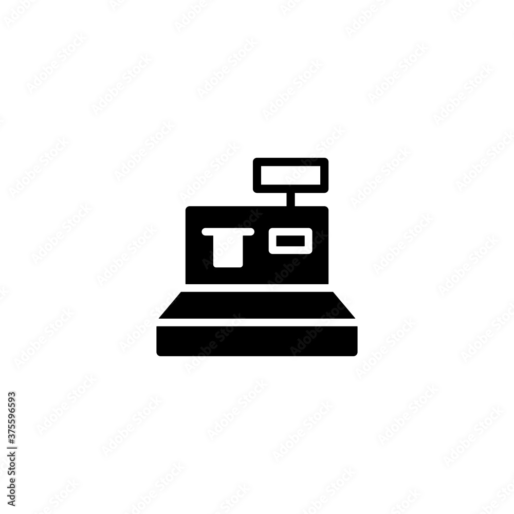 Cash Register Icon in black flat glyph, filled style isolated on white background Cash Register Icon in black flat glyph, filled style isolated on white background