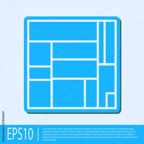 Blue line House Edificio Mirador icon isolated on grey background. Mirador social housing by MVRDV architects in Madrid, Spain. Vector. photo