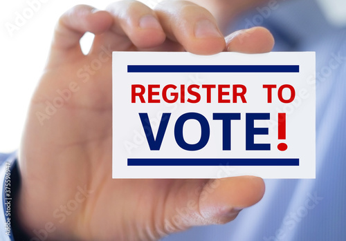 Obraz na plátne Start your Vote Registration - businesscard message