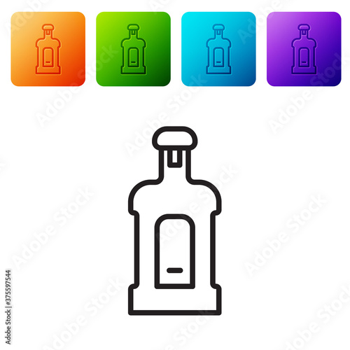 Black line Orujo icon isolated on white background. Set icons in color square buttons. Vector.