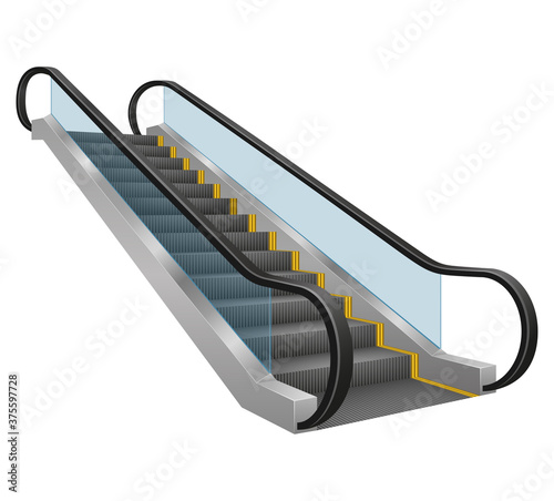 realistic modern escalator vector illustration