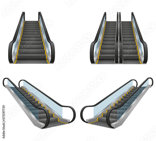 realistic modern escalator vector illustration photo