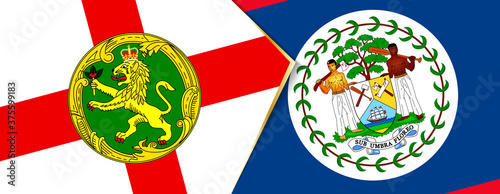 Alderney and Belize flags, two vector flags.