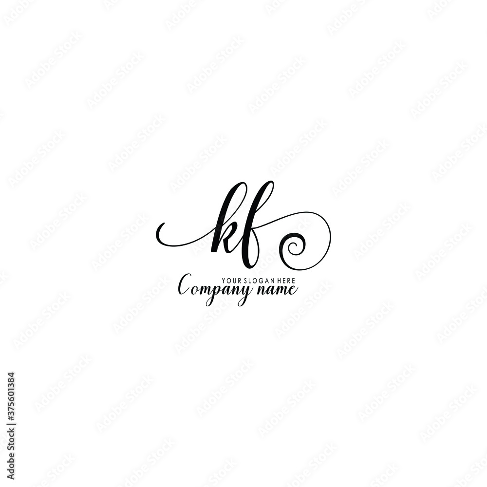 KF Initial handwriting logo template vector

