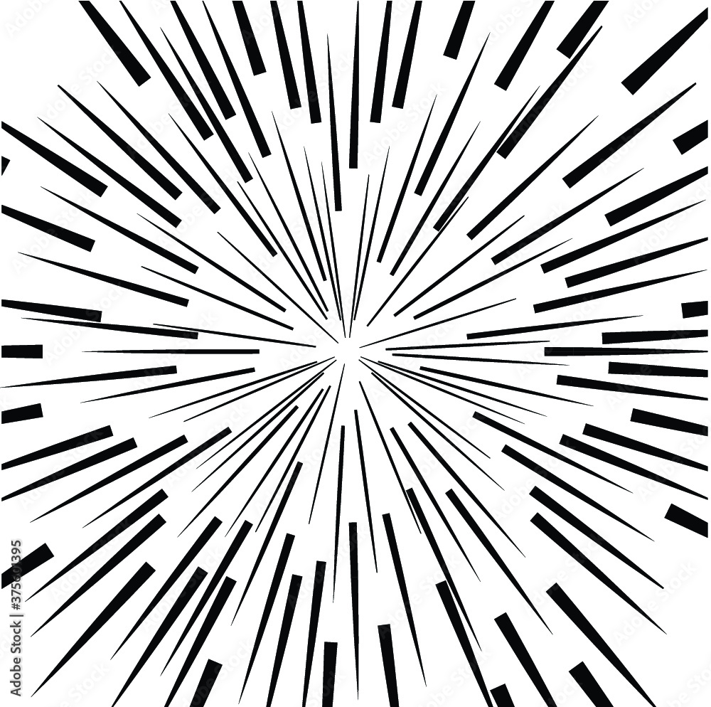 Obraz premium Radial Lines in Circle Form for comic books . Explosion background . Vector Illustration . Vintage round Logo . Handwritten Design element . Abstract Geometric shape . Sunburst .