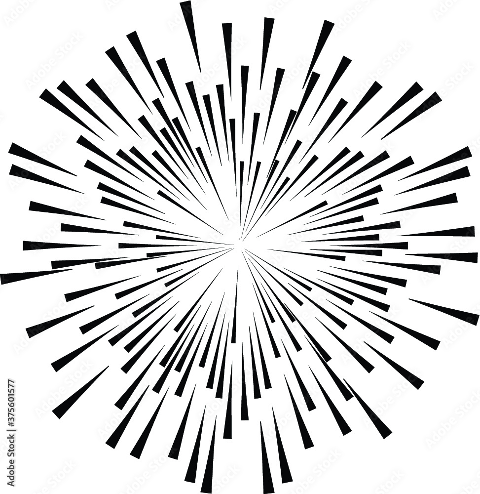 Obraz premium Radial Lines in Circle Form for comic books . Explosion background . Vector Illustration . Vintage round Logo . Handwritten Design element . Abstract Geometric shape . Sunburst .