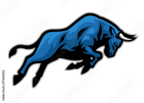 charging bull mascot jumping