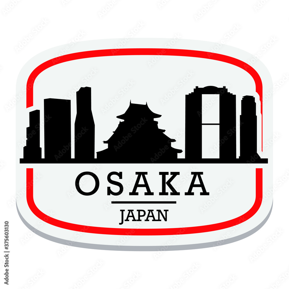 Osaka Japan Label Stamp Icon Skyline City Design Tourism Vector.
