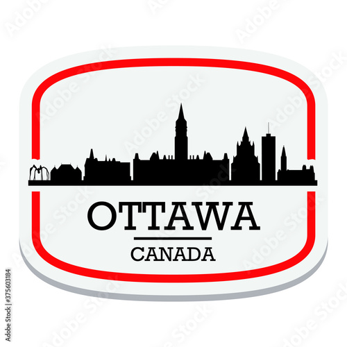 Ottawa Canada Label Stamp Icon Skyline City Design Tourism Vector.