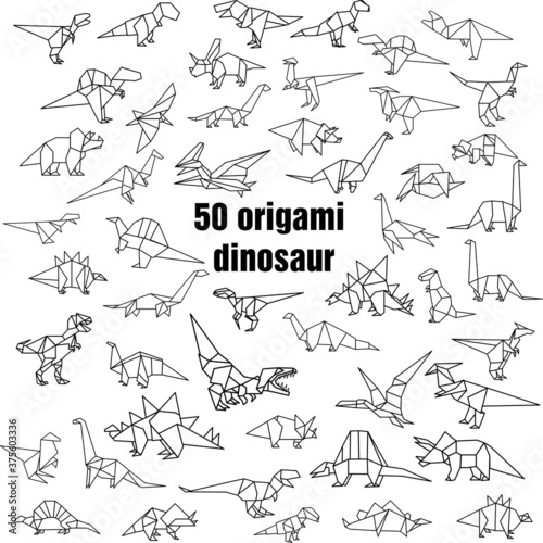 Vector image: origami dinosaurs. For logos, prints and printing