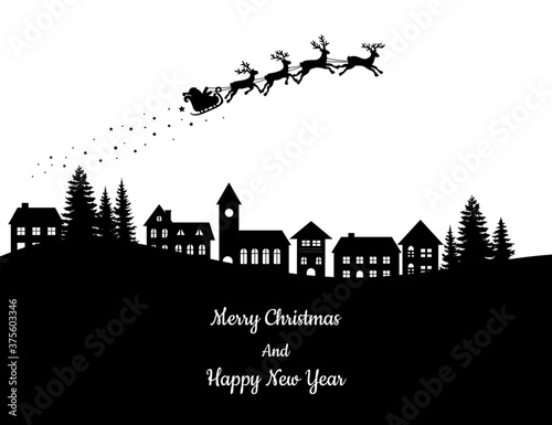 Santa Claus on the sky in winter season.Merry Christmas and Happy New Year. paper art design.Vector EPS 10.