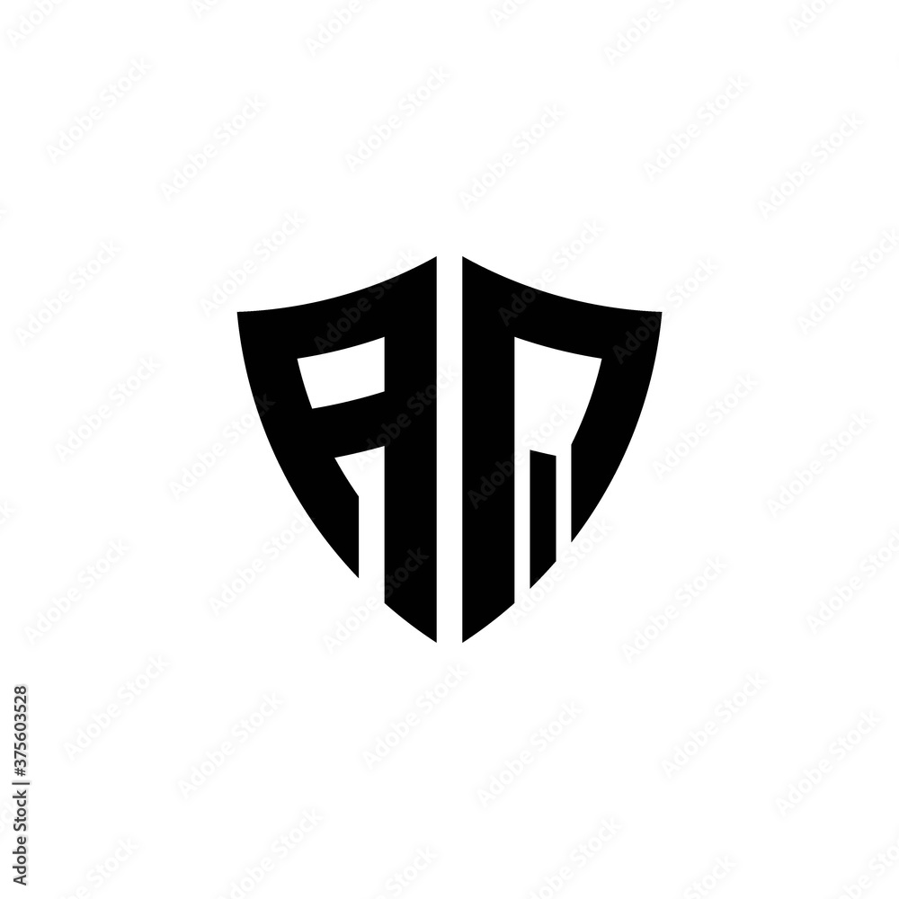 AQ monogram logo with shield shape design template