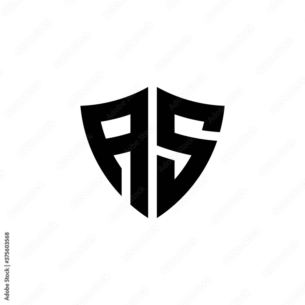 AS monogram logo with shield shape design template AS monogram logo with shield shape design template