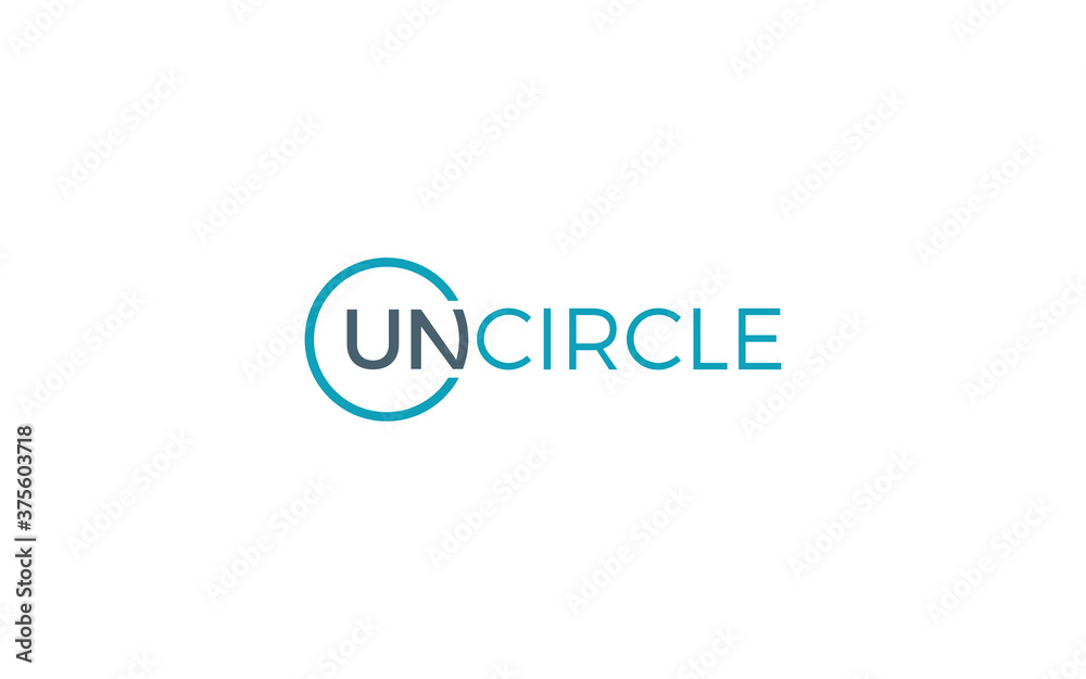 Word mark logo with circle shape in blue color Word mark logo with circle shape in blue color
