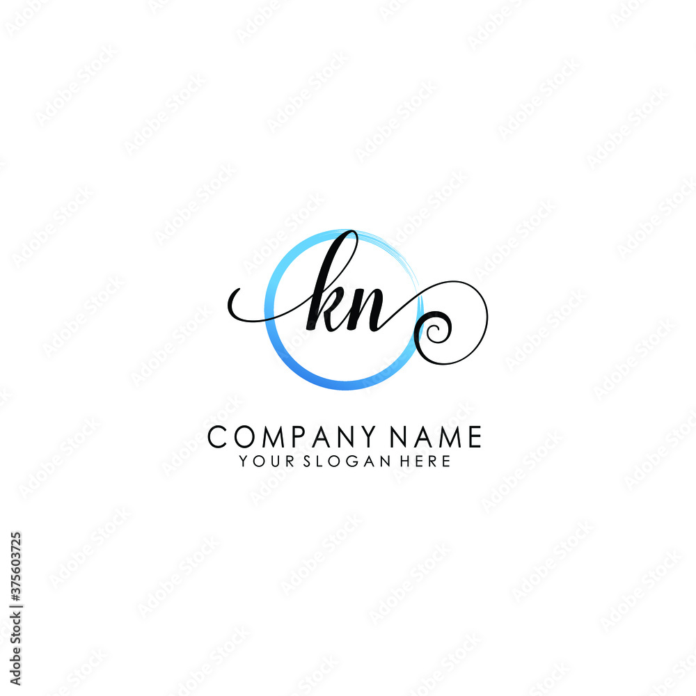 KN Initial handwriting logo template vector KN Initial handwriting logo template vector