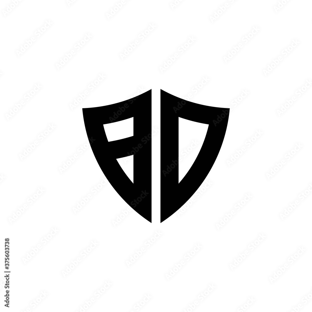 BD monogram logo with shield shape design template BD monogram logo with shield shape design template
