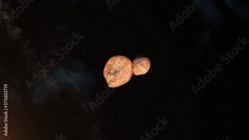 486958 Arrokoth (nicknamed as Ultima Thule) a trans-Neptunian object located in the outer Solar System - 3D illustration photo