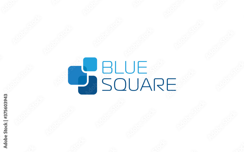 Abstract square logo formed in simple shape with blue color - obrazy, fototapety, plakaty 
