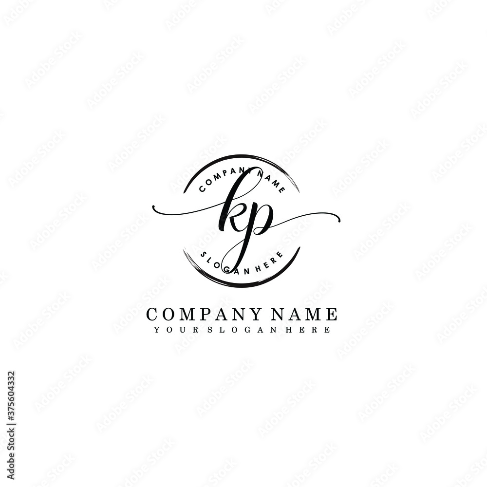 KP Initial handwriting logo template vector