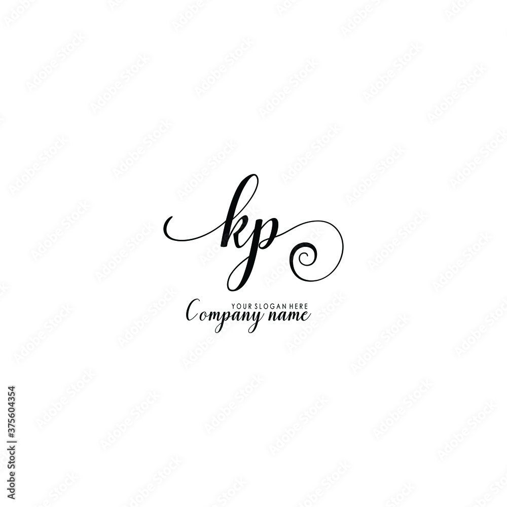KP Initial handwriting logo template vector KP Initial handwriting logo template vector