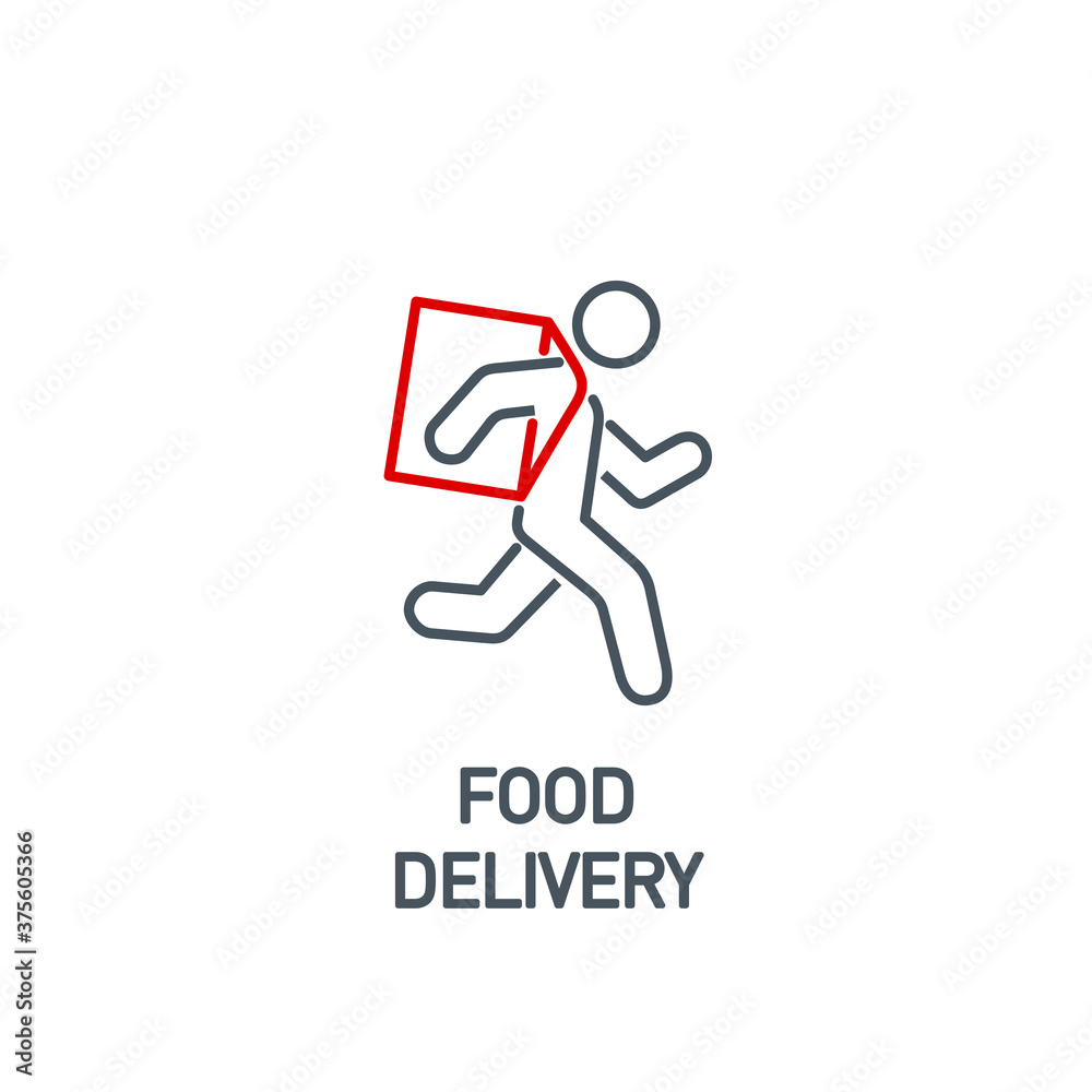 Online delivery courier is running service single line icon isolated on white. Perfect outline symbol run food delivery banner. Quality running Man on foot element information with editable Stroke Online delivery courier is running service single line icon isolated on white. Perfect outline symbol run food delivery banner. Quality running Man on foot element information with editable Stroke