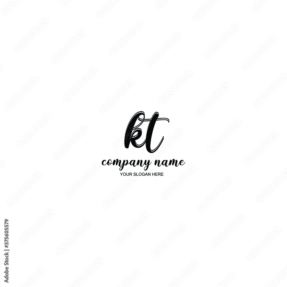 KT Initial handwriting logo template vector KT Initial handwriting logo template vector