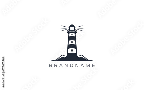 Obraz na plátně Lighthouse logo formed with simple and modern shape