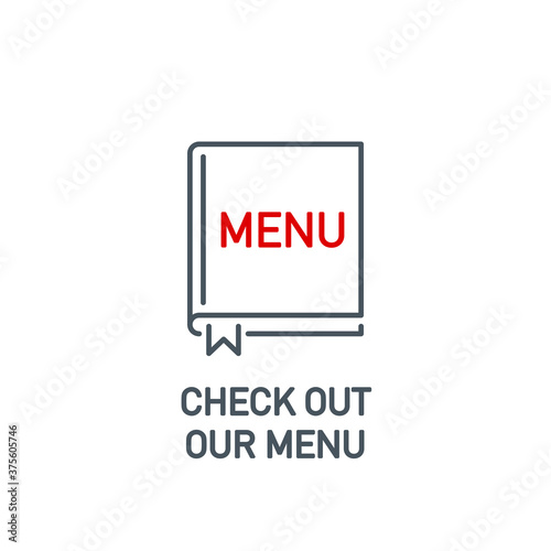 mobile app icon menu for online order and food delivery banner isolated on white. outline app symbol menu book. Quality element smartphone application with editable Stroke